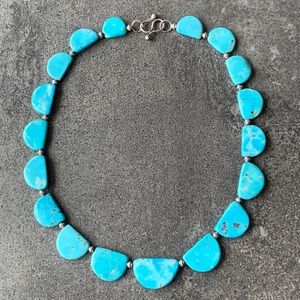 Half Moon Kingman Turquoise Beaded Necklace